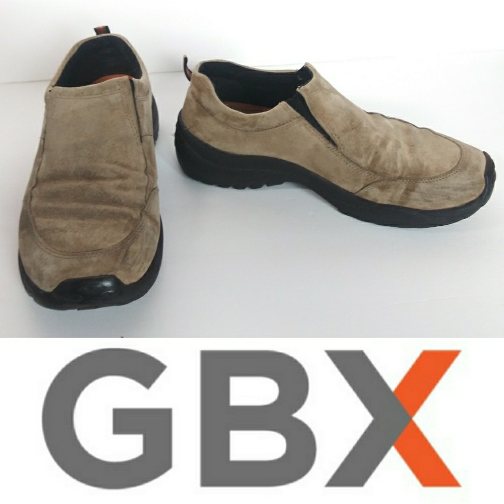 GBX Beige Leather 11M Work Slip-On Shoes